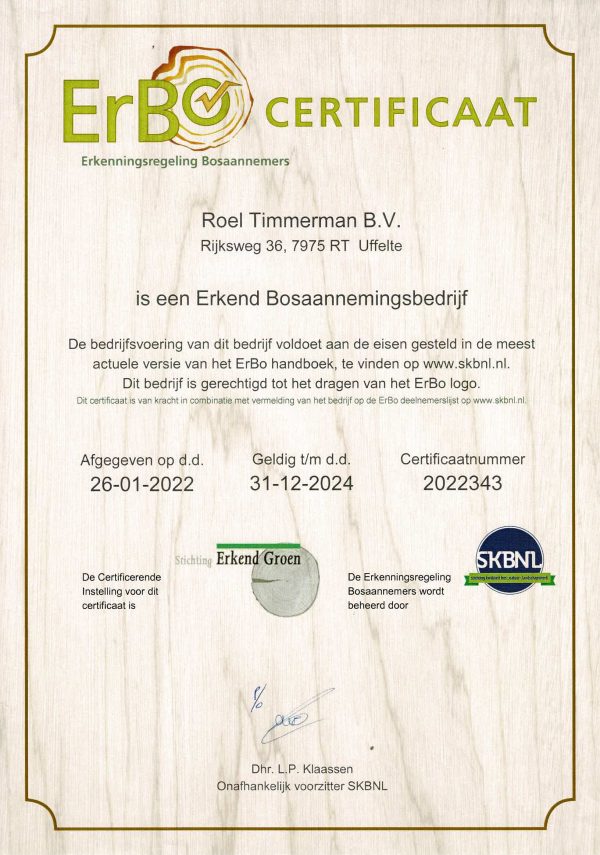 2022 certificaat Erbo